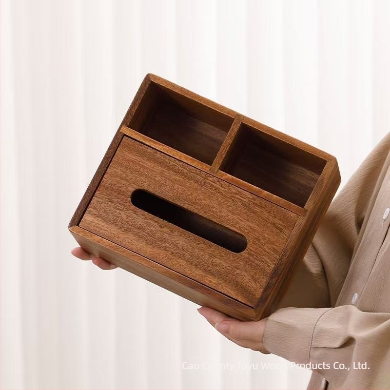 Cutie de depozitare pentru birou din lemn masiv, cu compartimente, stil modern minimalist, personalizare și imprimare logo disponibile