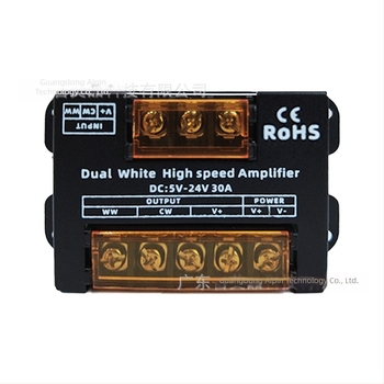 Amplificator de semnal LED pentru benzi cu trei culori (două culori) - AP-A22, 5-24V, terminal cu șurub, conectare în serie/paralel