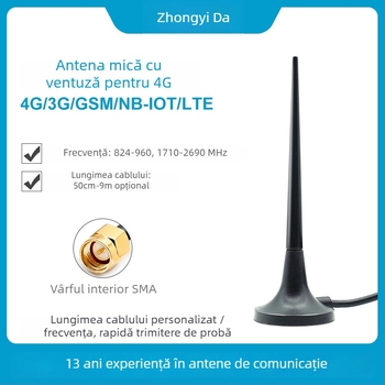 Antena cu ventuză mică pentru GSM/3G/4G LTE, câștig 3 dBi, benzi 824-960/1710-2690 MHz, pentru GPRS DTU Smart Meter