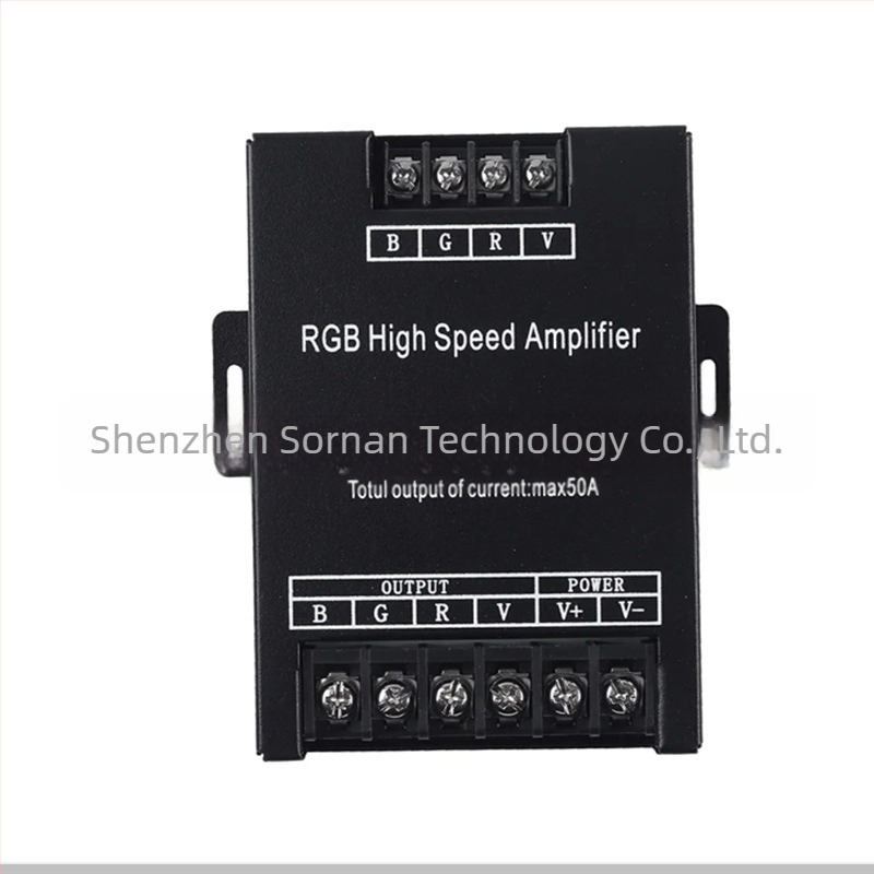 Amplificator semnal pentru bandă LED, carcasă metalică 30A, control PWM, 5-24V, rază de control 25 m, IP20