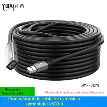 Cablu de prelungire USB 3.0, conector M/F, 10 m, amplificator de semnal pentru camere video de conferință