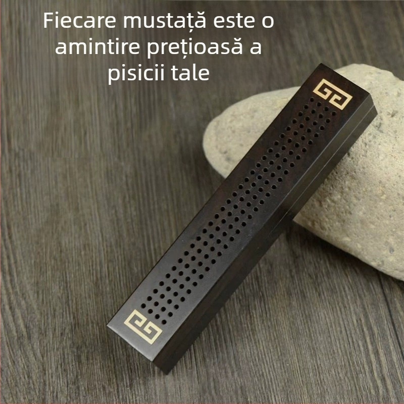 Cutie de depozitare pentru barbă și păr de animale din lemn de abanos – stil Nou Chinezesc, pentru living, dormitor sau masă