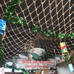 Plasă de siguranță din fibre de cânepă – rețea decorativă pentru tavan, rețea de alpinism și pescuit, decor pentru perete și agățat haine