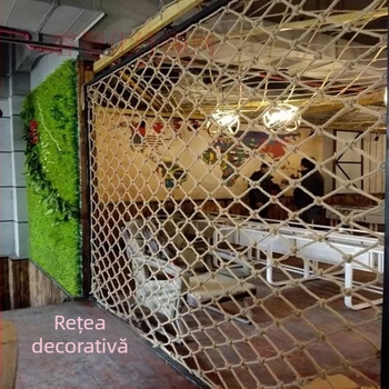 Plasă de siguranță din fibre de cânepă – rețea decorativă pentru tavan, rețea de alpinism și pescuit, decor pentru perete și agățat haine