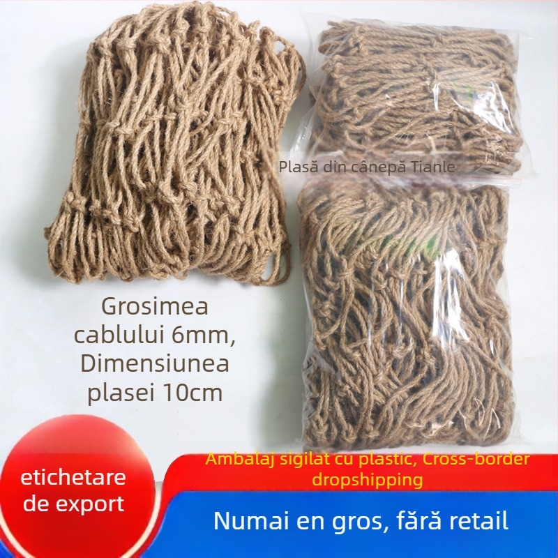 Plasă din sfoară de cânepă pentru urcarea plantelor și balustradele scării – protecție de siguranță, decor retro