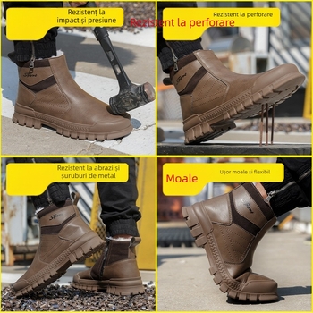 Pantofi de protecție pentru bărbați – antișoc și anti-perforație, piele microfibră, vârf din plastic, partea superioară de tip mediu