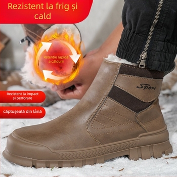 Pantofi de protecție pentru bărbați – antișoc și anti-perforație, piele microfibră, vârf din plastic, partea superioară de tip mediu