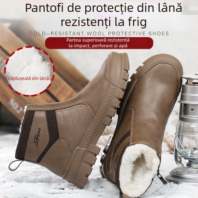 Pantofi de protecție pentru bărbați – antișoc și anti-perforație, piele microfibră, vârf din plastic, partea superioară de tip mediu