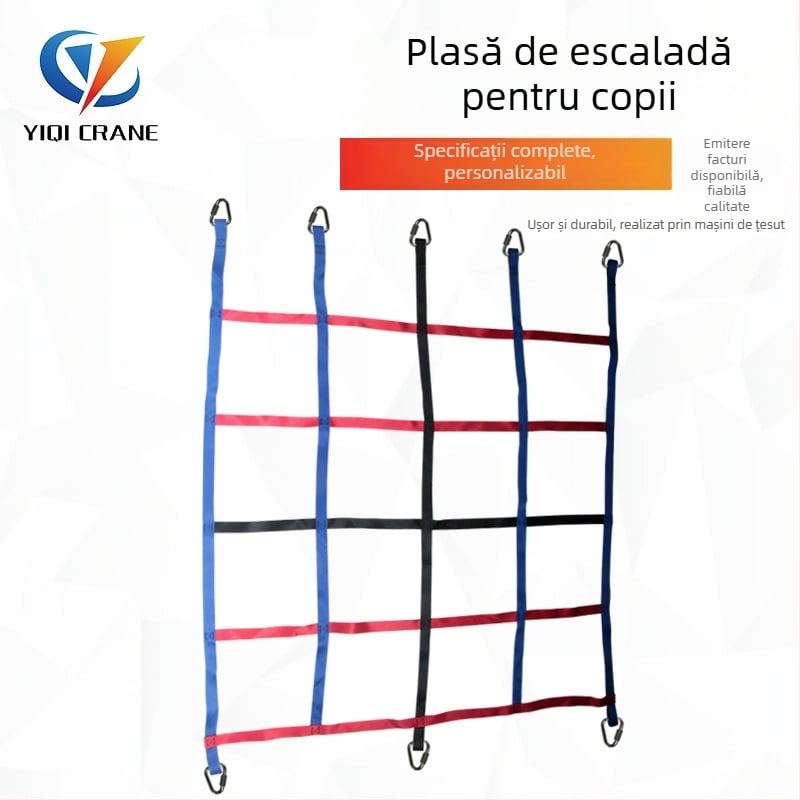 Rețea de cățărare pentru copii, model YQ-PDW09; material: poliester; funcție: cățărare; capacitate de încărcare: 300 kg; scop: antrenament fizic.