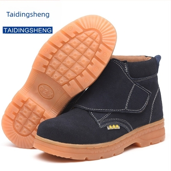 Pantofi de protecție pentru sudură, încălțăminte de lucru cu înălțime mare, vârf din oțel, protecție antișoc și anti-perforație, talpă ox tendon