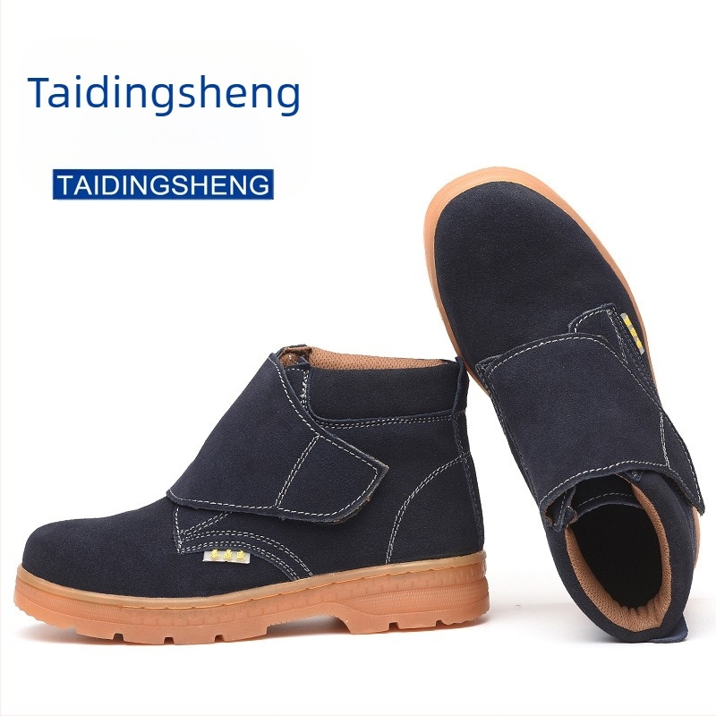 Pantofi de protecție pentru sudură, încălțăminte de lucru cu înălțime mare, vârf din oțel, protecție antișoc și anti-perforație, talpă ox tendon