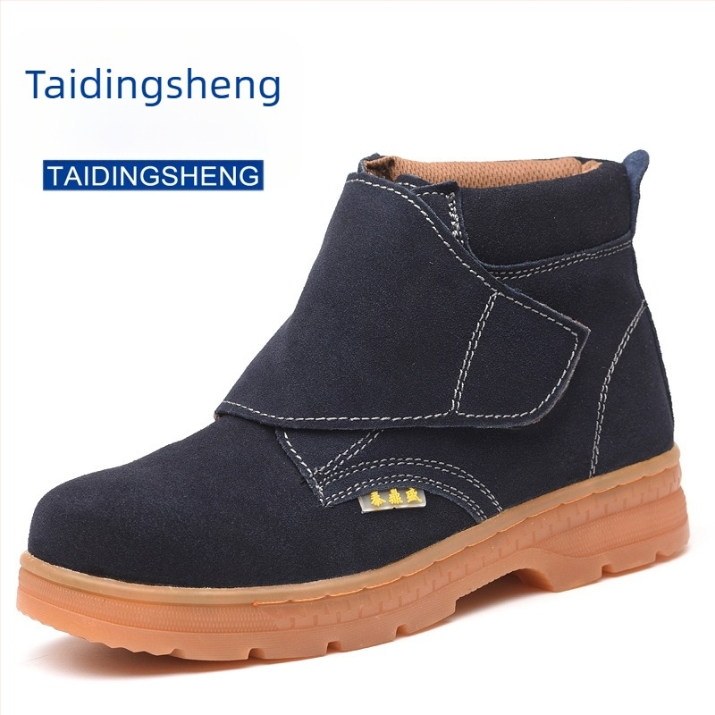 Pantofi de protecție pentru sudură, încălțăminte de lucru cu înălțime mare, vârf din oțel, protecție antișoc și anti-perforație, talpă ox tendon