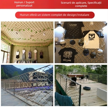 Plasă împletită manual din cânepă pentru tavanul barului — plasă decorativă pentru cățărare și perete foto, durabilă din iută