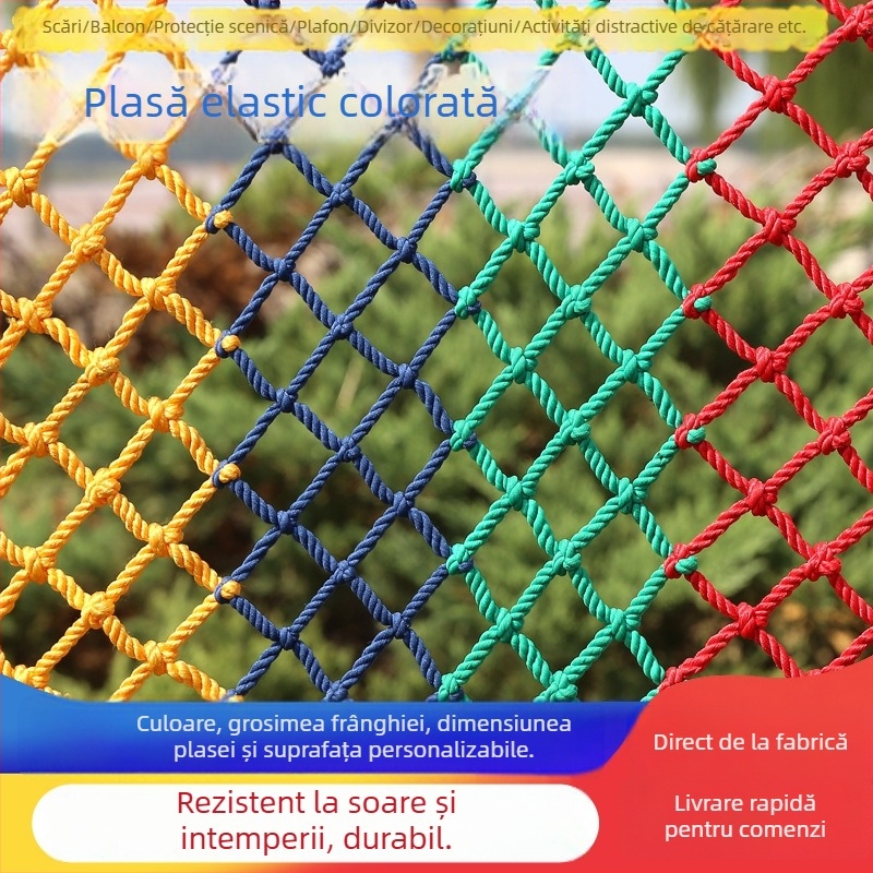 Plasă de cățărare colorată din nylon pentru locuri de joacă și facilități de divertisment, plasă de protecție anti-cădere cu funcții de separare și decorare
