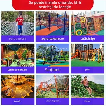 Trambulină de exterior cu plasă de cățărare pentru parc de distracții – personalizabilă, fără motor, Wan xu