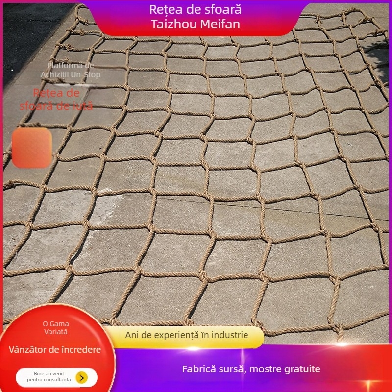 Plasă decorativă din sfoară de cânepă pentru cățărare și protecție