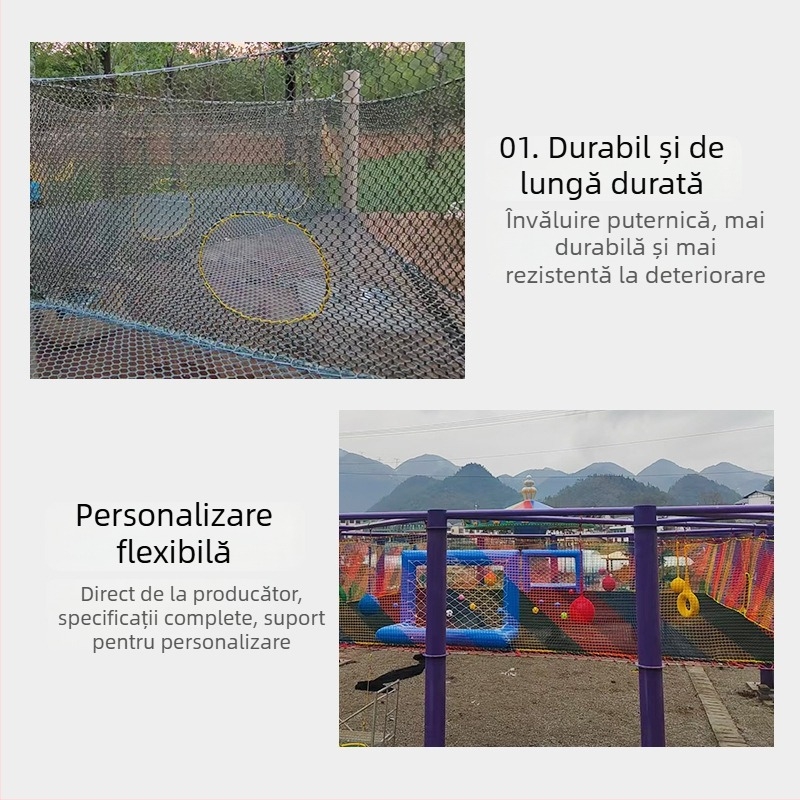 Plasă de exterior pentru trambulină – Temă pădure, plasă de cățărare pentru spațiu de joacă copii, protecție, origine Shandong, marcă Hongxuan