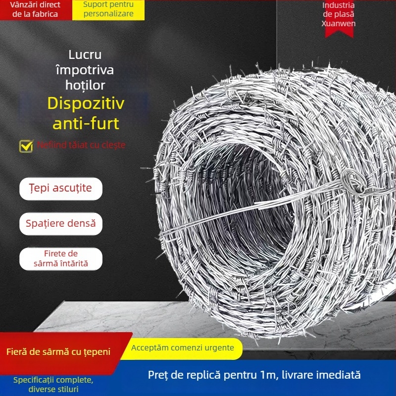 Plasă de sârmă pentru gard, oțel cu conținut scăzut de carbon, dublă răsucire, diametru 2.0–2.8 mm, rezistență la tracțiune 150