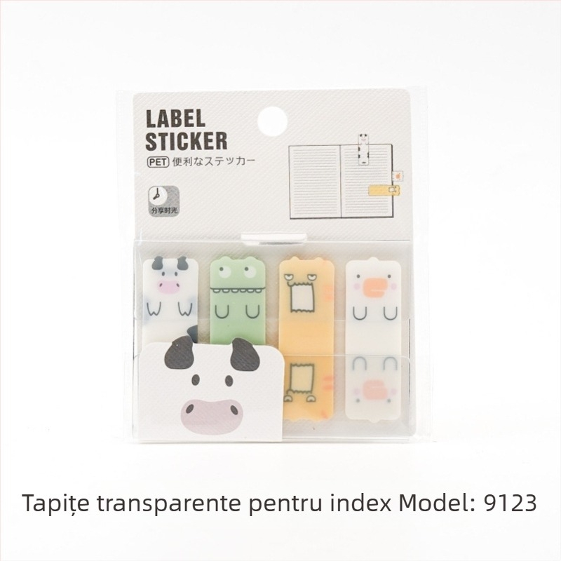 Note PET transparente cu forme de animale — autocolante pentru notițe, lipibile; drepturi IP: Nu autorizate