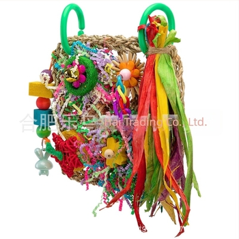 Jucărie pentru papagali, jucărie de mestecat cu plasă și frunze, plasă de cățărare, produs autohton