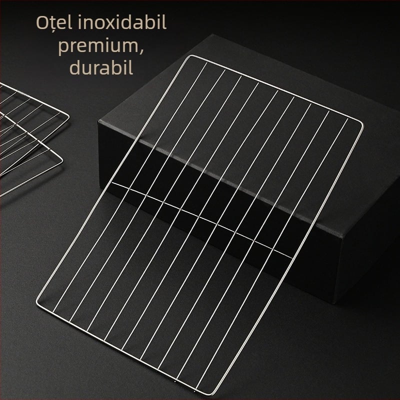 Grătar dreptunghiular din oțel inoxidabil, cu strat nano antiaderent, rezistent la rugină, rețea multifuncțională