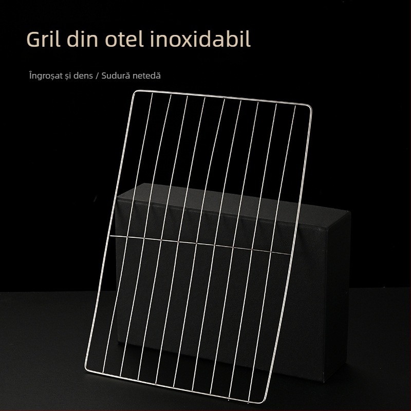 Grătar dreptunghiular din oțel inoxidabil, cu strat nano antiaderent, rezistent la rugină, rețea multifuncțională