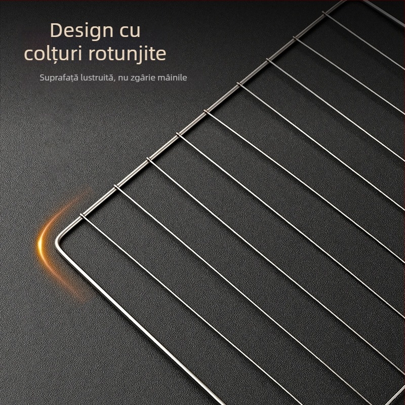 Grătar dreptunghiular din oțel inoxidabil, cu strat nano antiaderent, rezistent la rugină, rețea multifuncțională