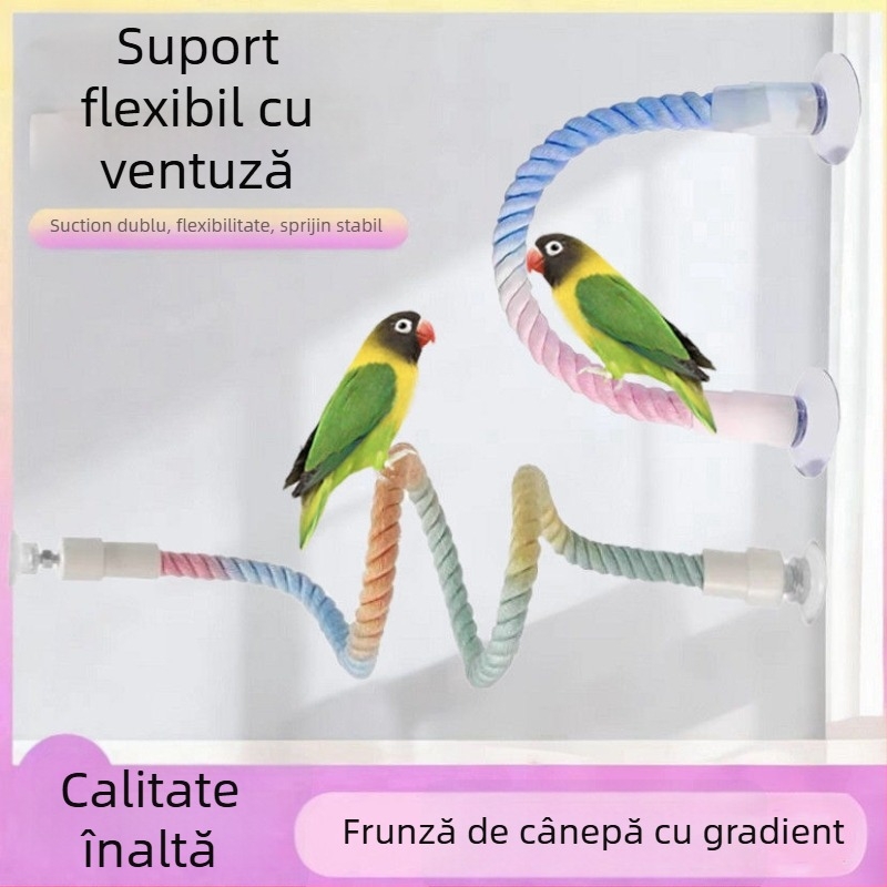 Jucărie de cățărare din sfoară de bumbac pentru papagal cu scară rotativă – jucărie de mestecat pentru păsări adulte