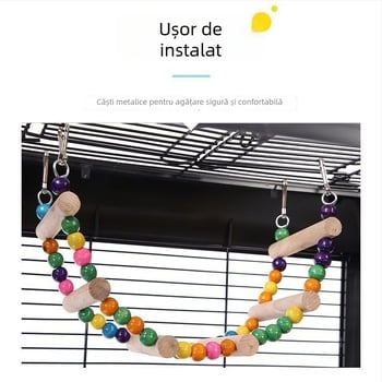 Scară pentru păsări cu inele balansoare — jucărie educațională de cățărare pentru papagali și cockatiel • Tip: Scară pentru păsări • Specie: Păsări • Import: Nu