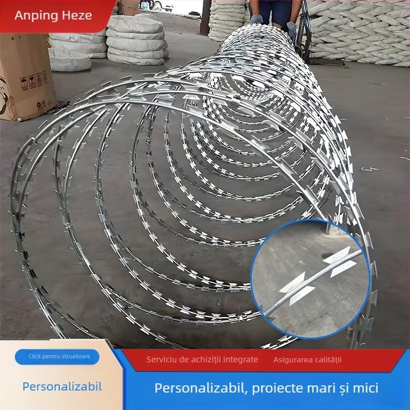 Sârmă cu ghimpi din oțel inoxidabil 304, răsucire dublă, stil Shirú, răsucire dreaptă, pentru izolare și protecție anti-furt