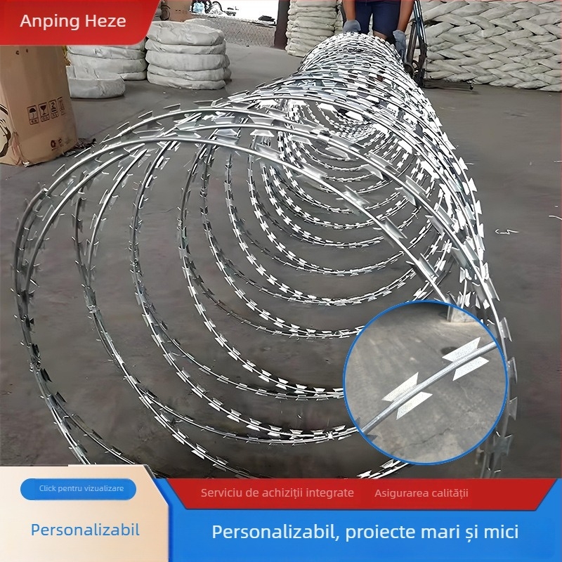 Sârmă cu ghimpi din oțel inoxidabil 304, răsucire dublă, stil Shirú, răsucire dreaptă, pentru izolare și protecție anti-furt