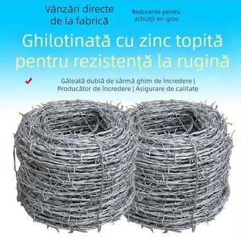Plasă cu sârmă țepușă în stil lame pentru siguranță — materiale: oțel inoxidabil 304 și oțel galvanizat; diametru 2.8 mm; structură: răsucire dublă (multi‑strat); aranjament: stil Xilu; direcția răsucirii: dreapta (RHRL)