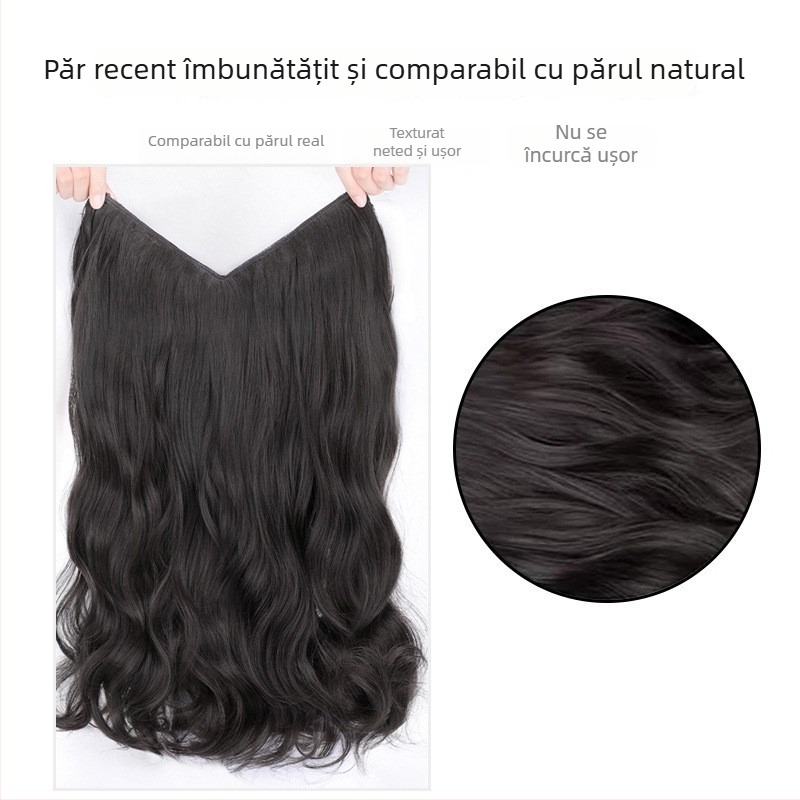 Extensie de păr într-o singură bucată, formă U, bucle mari, model 906, păr din fir rezistent la temperaturi înalte, extensie voluminoasă, vopsire non-încinsă, invizibilă și fără cusături
