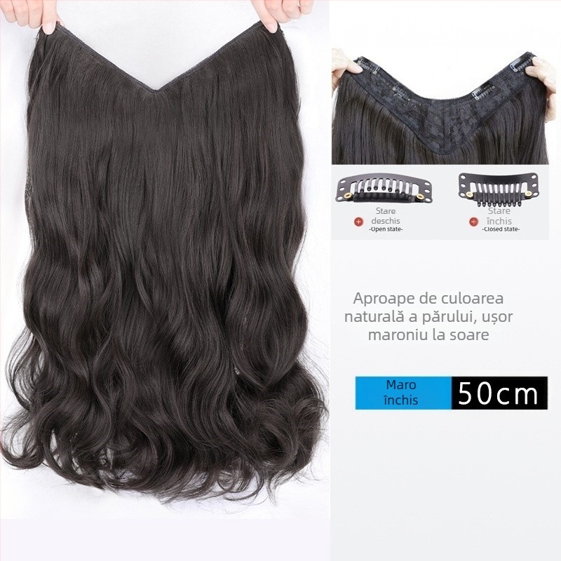 Extensie de păr într-o singură bucată, formă U, bucle mari, model 906, păr din fir rezistent la temperaturi înalte, extensie voluminoasă, vopsire non-încinsă, invizibilă și fără cusături