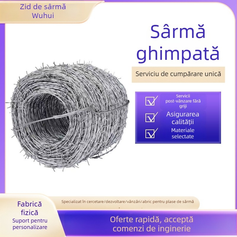 Gard din sârmă ghimuită — galvanizat, răsucire dublă (multistrat), sens de înfășurare dreapta, aranjament în stil occidental, rezistență la tracțiune 10000