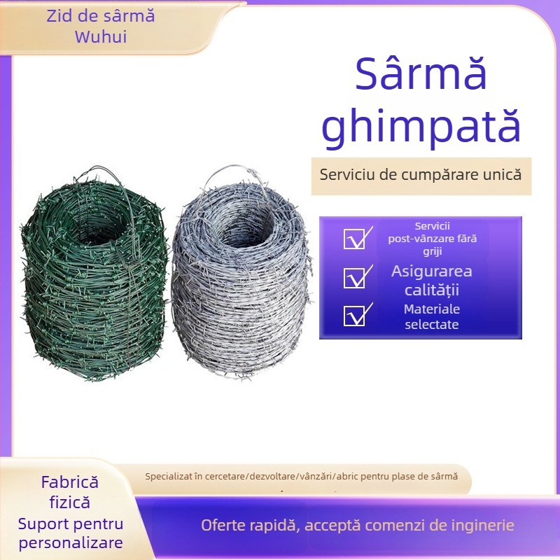 Gard din sârmă ghimuită — galvanizat, răsucire dublă (multistrat), sens de înfășurare dreapta, aranjament în stil occidental, rezistență la tracțiune 10000