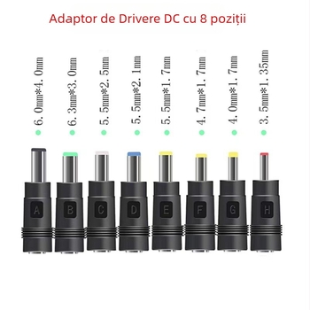 Conector adaptor DC pentru notebook, 8-bit, convertor de putere multifuncțional