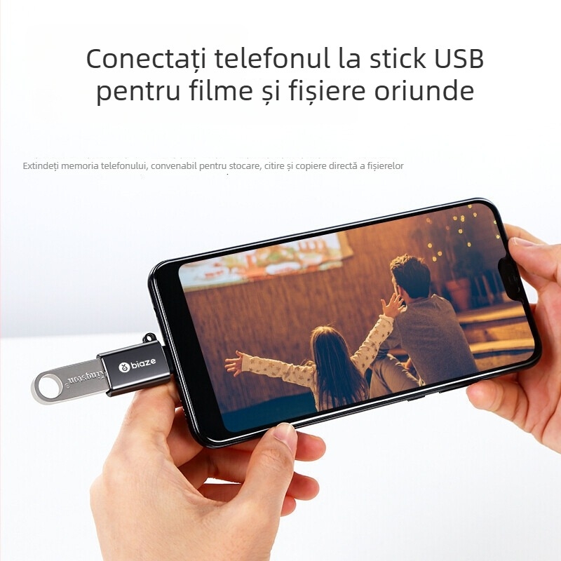 Adaptor Type-C OTG USB 3.0 pentru telefoane Android, cu port USB-A, suportă USB flash drive, hard disk extern și cititoare de card, model A24 P73