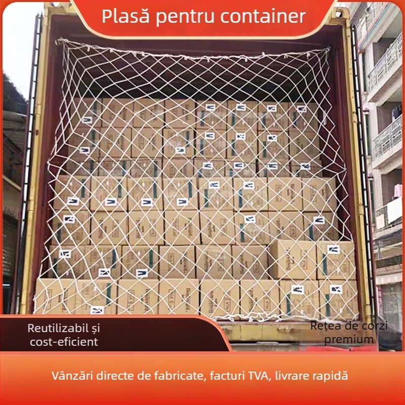 Rețea pentru container de marfă - tip plasă, poliester, sfoară de 6 mm, sarcină 300 kg