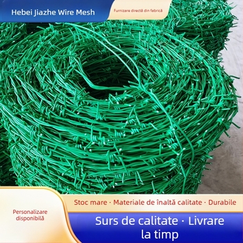 Sârmă ghimpată galvanizată, cu înfășurare dublă, acoperire plastică, pentru izolare în livezi, aranjament în stil Warrington, răsucire la dreapta
