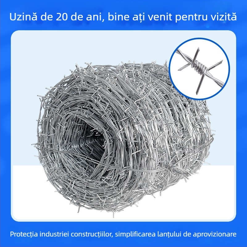 Sârmă ghimpată din oțel, gard de sârmă ghimpată, împletire dublă, stil occidental, răsucire dreaptă, anti-cățărare