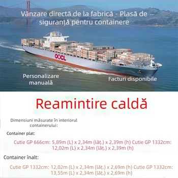 Plasă de protecție din nylon pentru containere, cu întărire în formă de Y