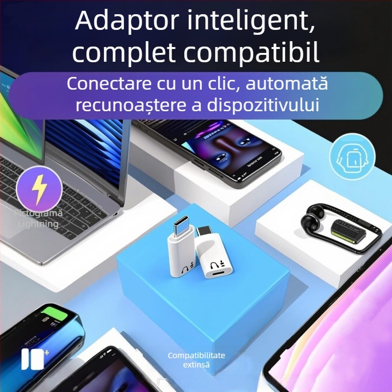 Lanier Ly-x4 adaptor OTG Type-C către Lightning pentru audio: placă de sunet, microfon, audio digital și căști (interfață Type-C)