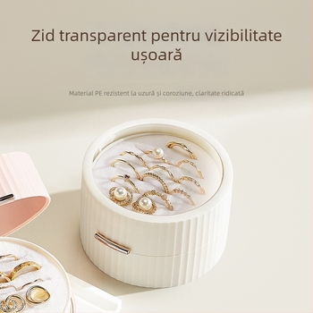 Cutie portabilă pentru bijuterii din plastic PP, pliabilă cu capac, capacitate 1 L, rezistentă la praf