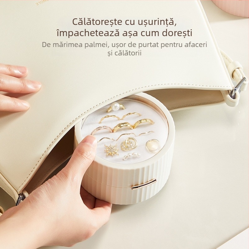 Cutie portabilă pentru bijuterii din plastic PP, pliabilă cu capac, capacitate 1 L, rezistentă la praf