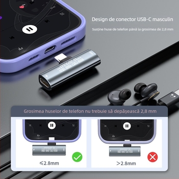 Adaptor Type-C AC04, 2-in-1, transfer USB 3.2 de date, încărcare PD 60W rapidă, compatibil cu Apple, Xiaomi, Huawei, Samsung, Google, Sony