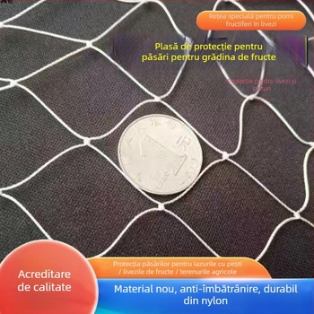 Plasă pentru păsări din fibră de poliester, margine întărită din nailon, pentru sere și ferme – ochiuri 2.0/2.5, diametru fir 0,38 mm, durată de viață 5–6 ani