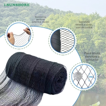 Plasă de protecție împotriva păsărilor din polietilenă – tip plasă, pentru grădini, ferme, curți, balcoane, livezi și iazuri