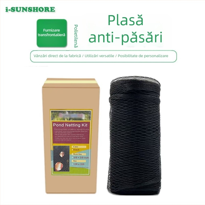Plasă de protecție împotriva păsărilor din polietilenă – tip plasă, pentru grădini, ferme, curți, balcoane, livezi și iazuri