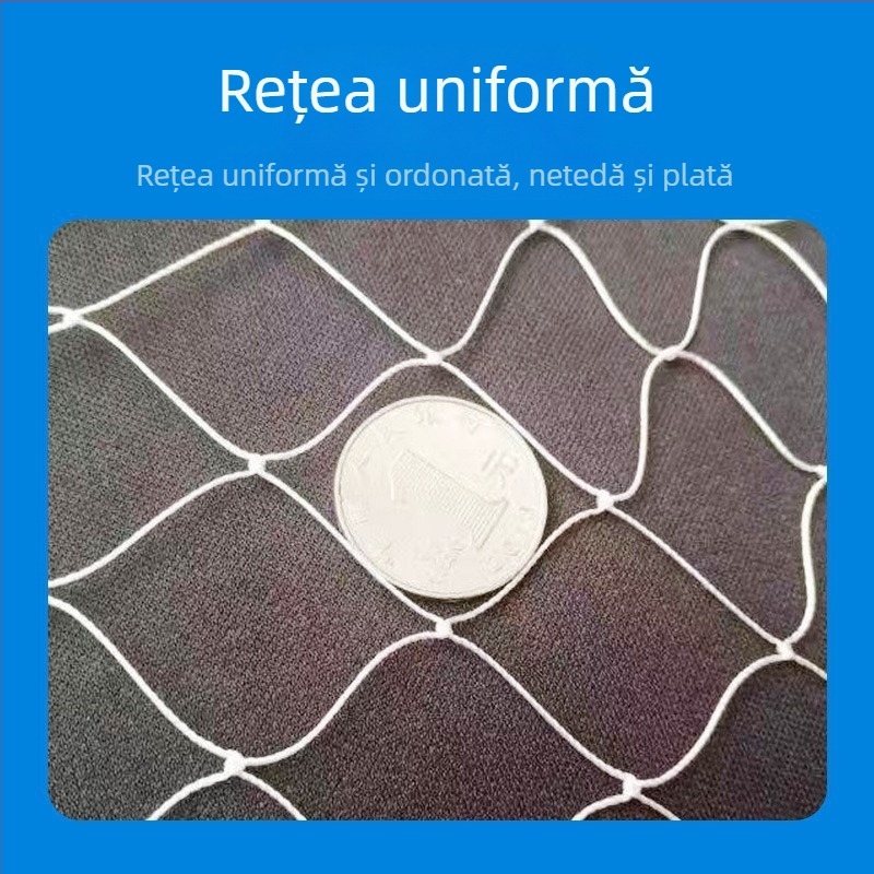 Plasă anti-păsări din fibră poliesterică, ochiuri 2.0–2.5, diametru fir 0.38 mm, durată de viață 5–6 ani